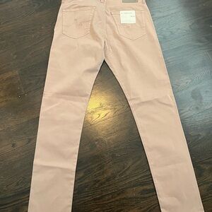 Ag Adriano Goldschmied Tellis Sparrow Brown Sueded Sateen Jeans